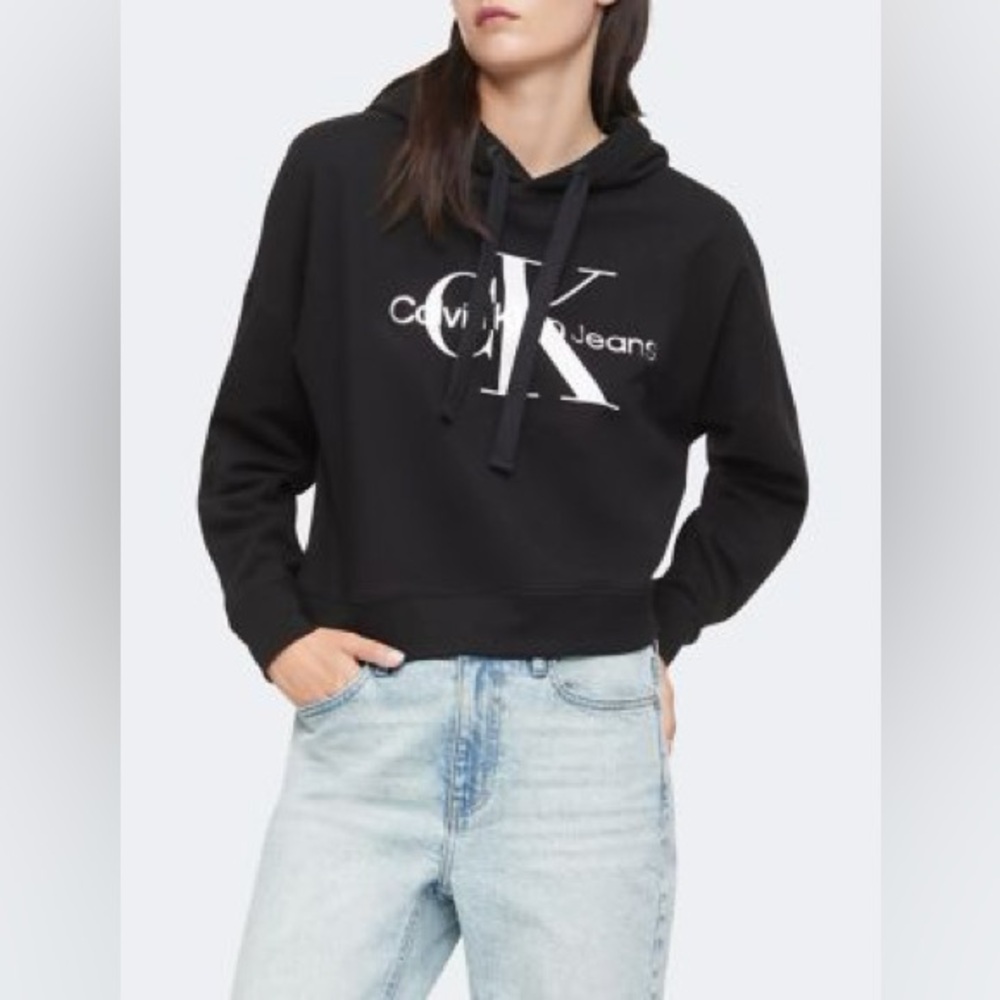 Calvin Klein CK Monogram Hoodie sweatshirt women’s black size medium